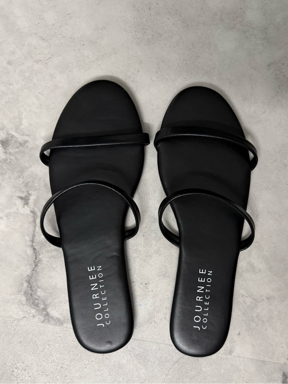 Journee Collection Black Double-Strap Slide Sandals